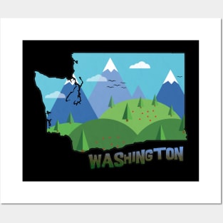 Washington State Outline Posters and Art